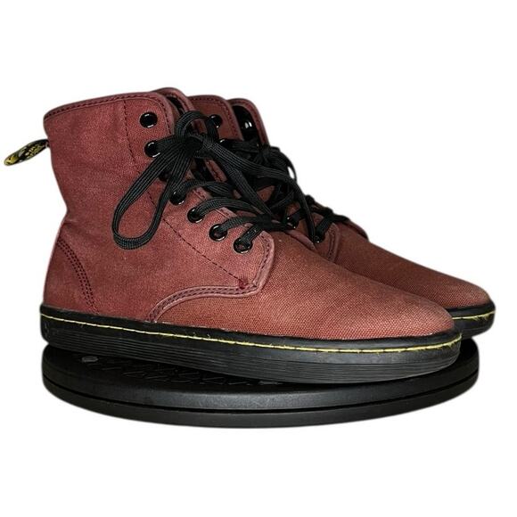 Womens Dr. Martens Shoreditch 13524603 Canvas Ankle Bootie Size 6 Red Lace Up - Picture 3 of 6